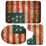 Cracked American Flag Print 3 Piece Bath Mat Set
