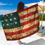 Cracked American Flag Print Beach Sarong Wrap