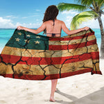 Cracked American Flag Print Beach Sarong Wrap