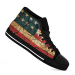 Cracked American Flag Print Black High Top Shoes