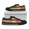 Cracked American Flag Print Black Low Top Sneakers