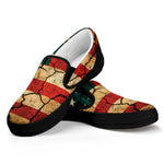 Cracked American Flag Print Black Slip On Shoes