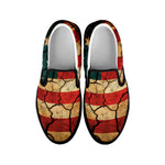 Cracked American Flag Print Black Slip On Shoes
