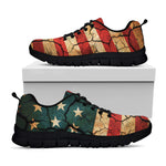 Cracked American Flag Print Black Sneakers