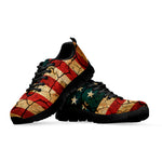 Cracked American Flag Print Black Sneakers