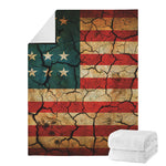 Cracked American Flag Print Blanket