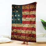 Cracked American Flag Print Blanket