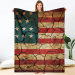 Cracked American Flag Print Blanket