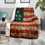 Cracked American Flag Print Blanket