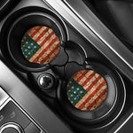 Cracked American Flag Print Car Coasters