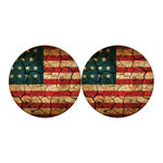 Cracked American Flag Print Car Coasters