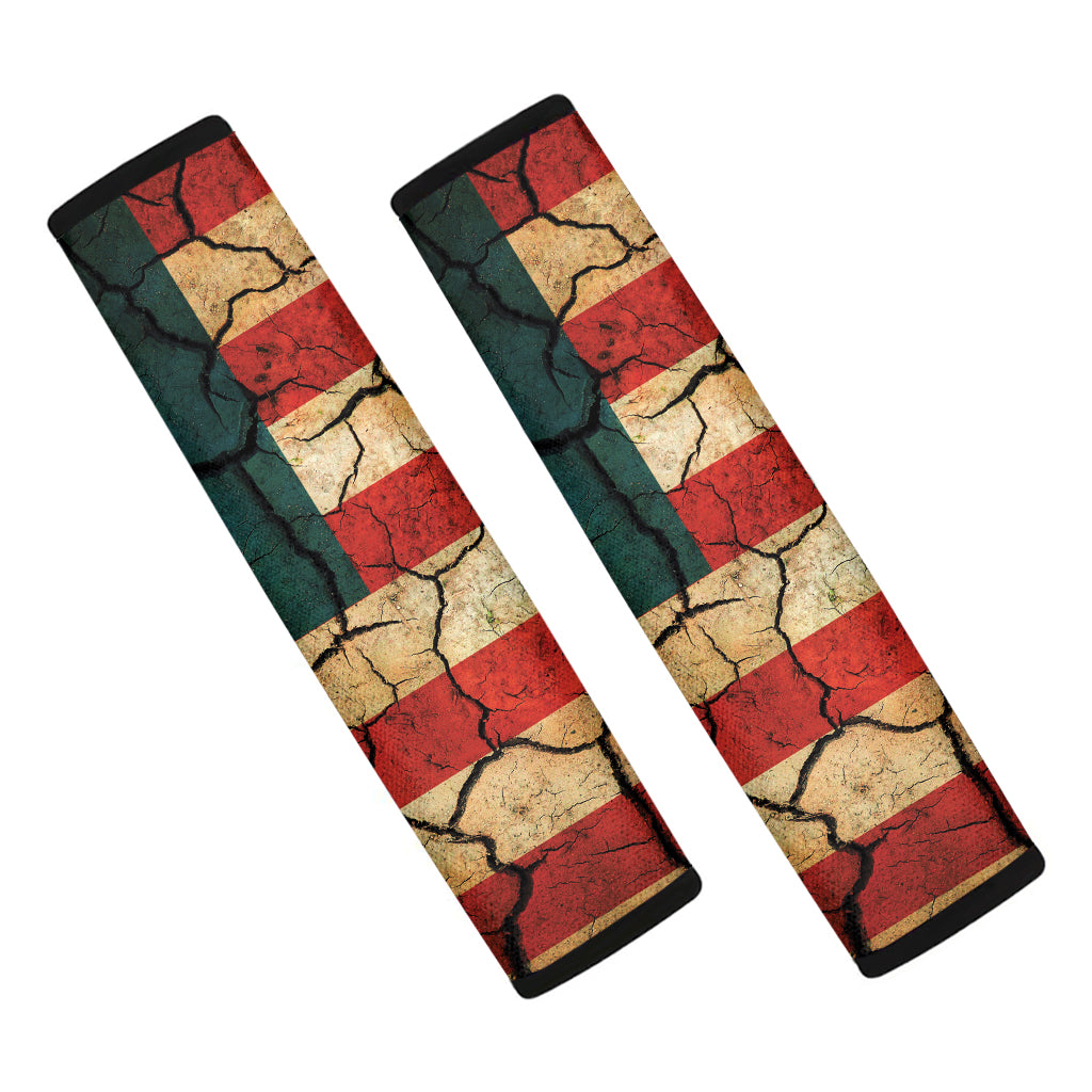 Cracked American Flag Print Car Seat Belt Covers
