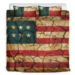 Cracked American Flag Print Duvet Cover Bedding Set