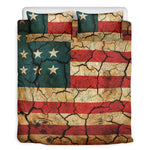 Cracked American Flag Print Duvet Cover Bedding Set