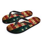Cracked American Flag Print Flip Flops