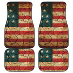 Cracked American Flag Print Front and Back Car Floor Mats
