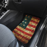 Cracked American Flag Print Front and Back Car Floor Mats