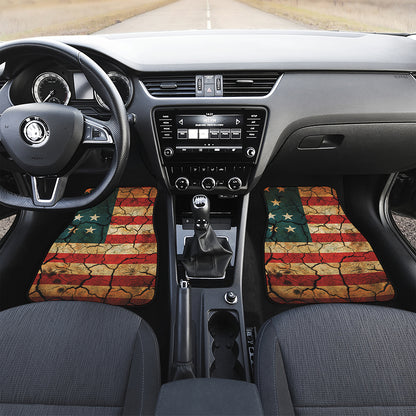 Cracked American Flag Print Front Car Floor Mats