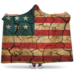 Cracked American Flag Print Hooded Blanket