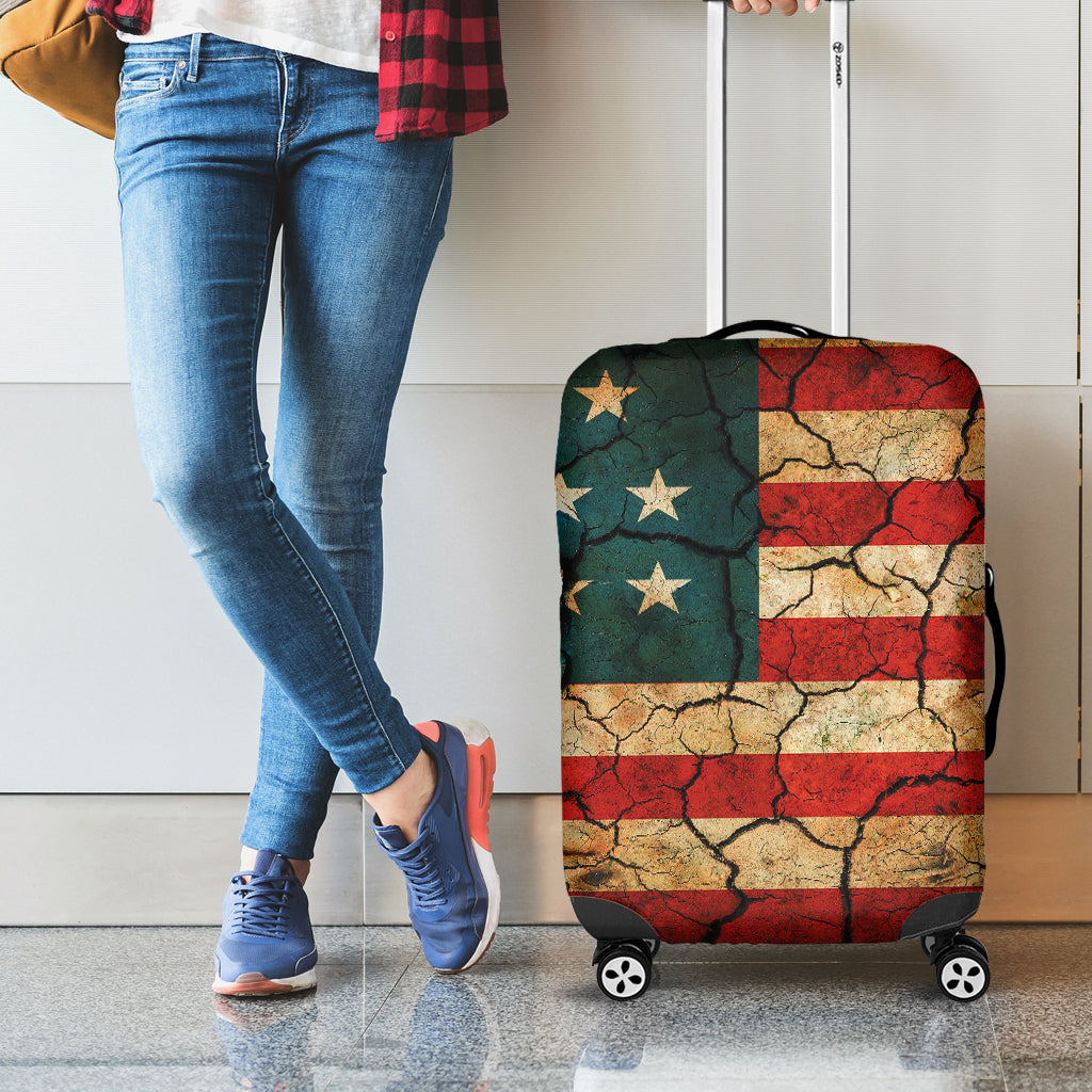 Cracked American Flag Print Luggage Cover