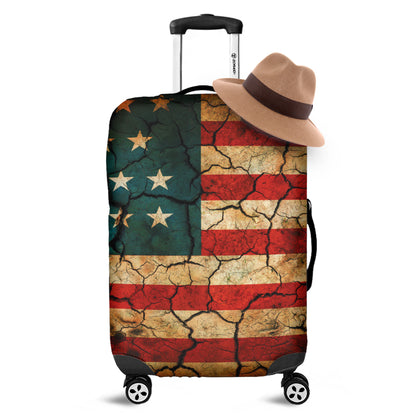 Cracked American Flag Print Luggage Cover