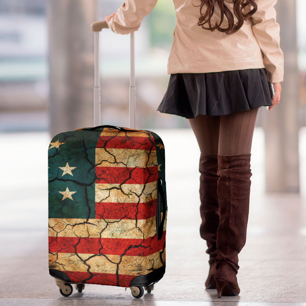 Cracked American Flag Print Luggage Cover