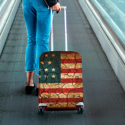 Cracked American Flag Print Luggage Cover