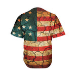 Cracked American Flag Print Men's Baseball Jersey