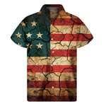 Cracked American Flag Print Men's Short Sleeve Shirt