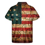 Cracked American Flag Print Men's Short Sleeve Shirt