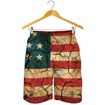 Cracked American Flag Print Men's Shorts