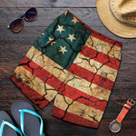 Cracked American Flag Print Men's Shorts