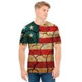 Cracked American Flag Print Men's T-Shirt
