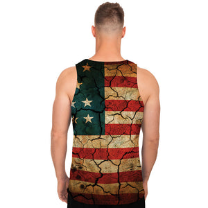 Cracked American Flag Print Men's Tank Top