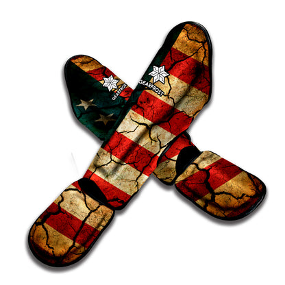 Cracked American Flag Print Muay Thai Shin Guard