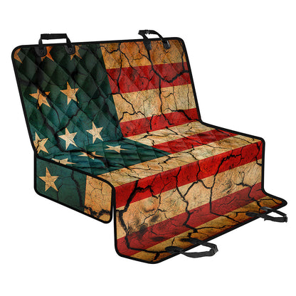 Cracked American Flag Print Pet Car Back Seat Cover