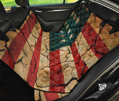 Cracked American Flag Print Pet Car Back Seat Cover