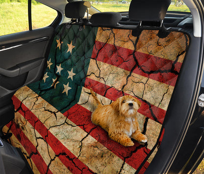 Cracked American Flag Print Pet Car Back Seat Cover