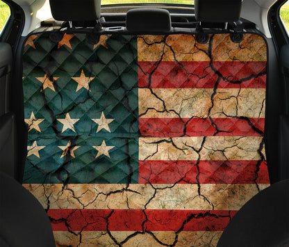 Cracked American Flag Print Pet Car Back Seat Cover