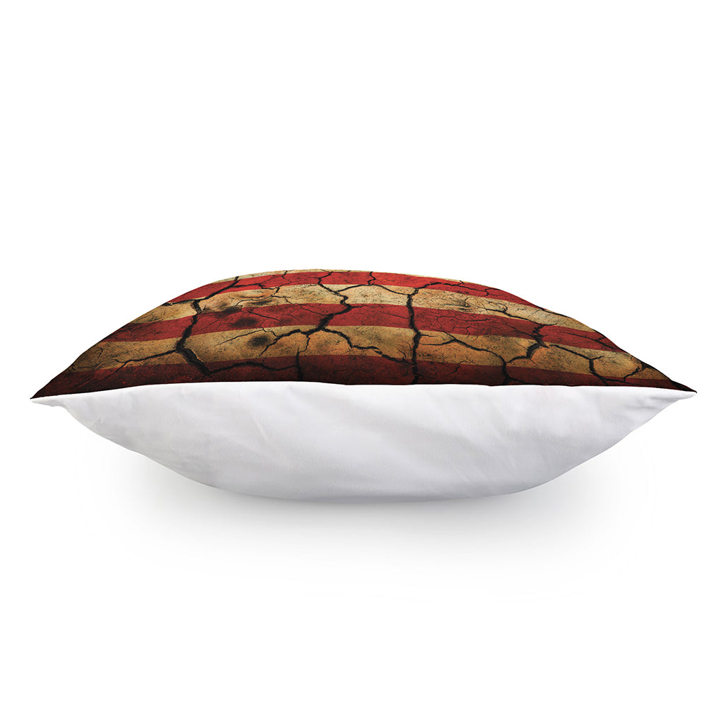 Cracked American Flag Print Pillow Cover
