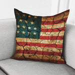 Cracked American Flag Print Pillow Cover