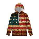 Cracked American Flag Print Pullover Hoodie