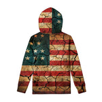 Cracked American Flag Print Pullover Hoodie