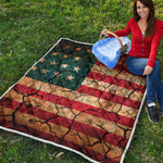 Cracked American Flag Print Quilt