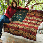 Cracked American Flag Print Quilt