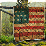 Cracked American Flag Print Quilt