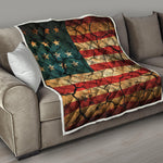 Cracked American Flag Print Quilt