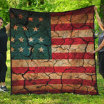 Cracked American Flag Print Quilt