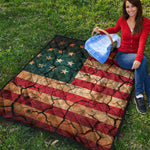 Cracked American Flag Print Quilt