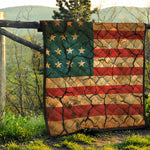 Cracked American Flag Print Quilt